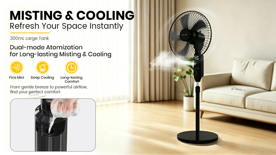 Solar Fan Functions Misting Cooling