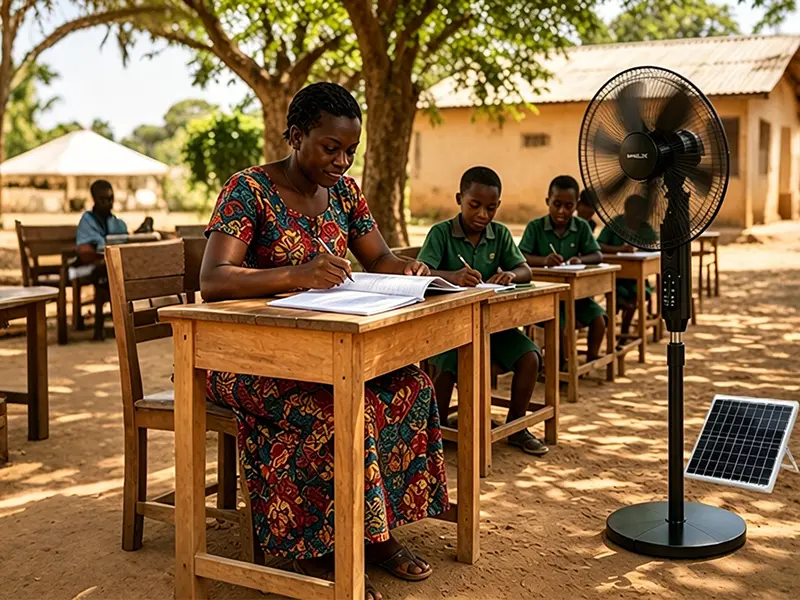 solar rechargeable fan for schools