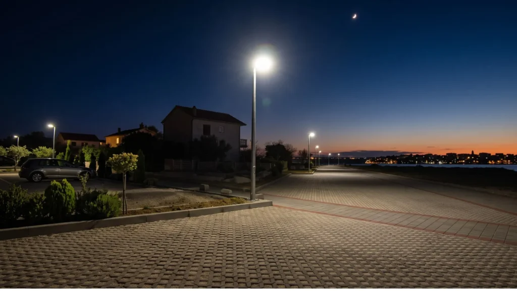 Solar Street Lights at a Coastal Parking Lot in Croatia (1) Solar Street Lights at a Coastal Parking Lot in Croatia 1