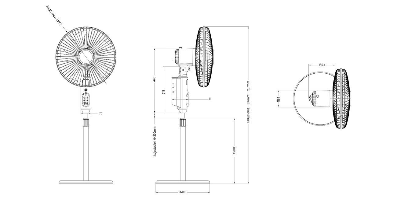 Solar fan dimensions