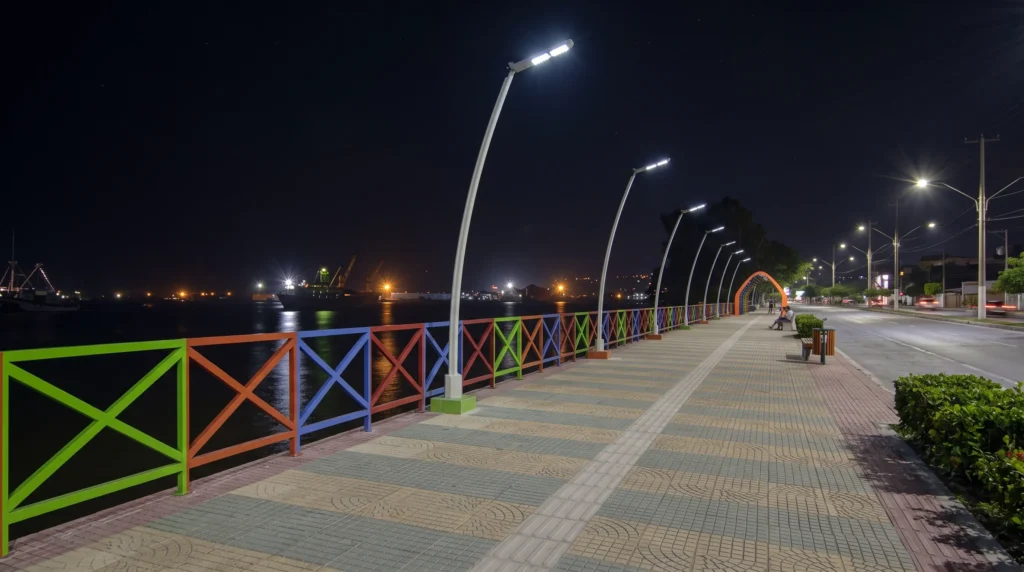 Colombia Waterfront Promenade Solar Streetlight Project (1) Colombia Waterfront Promenade Solar Streetlight Project 1