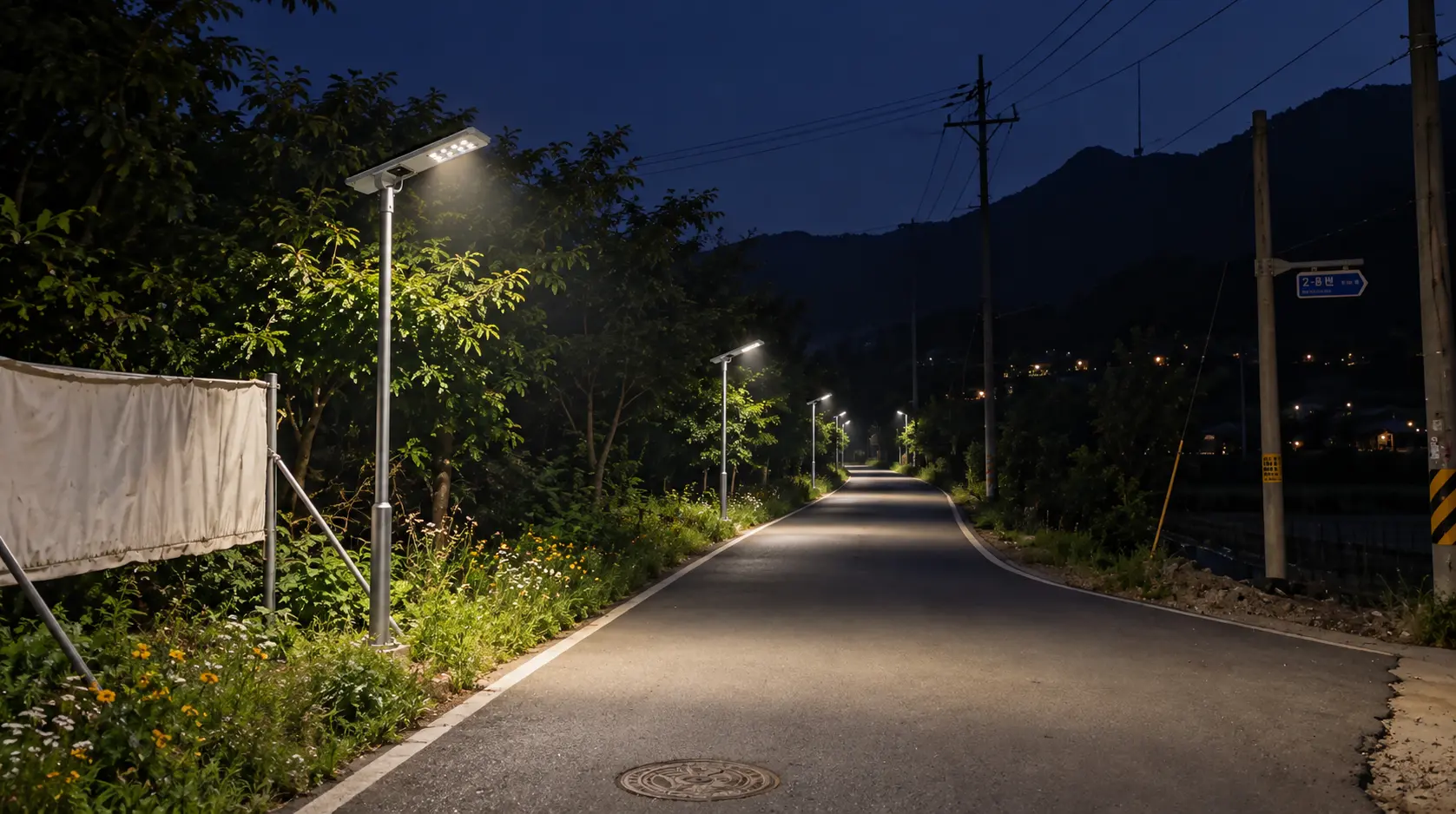 120 Solar Street Lights in South Koreas High Altitude Cold Mountain Regions 2