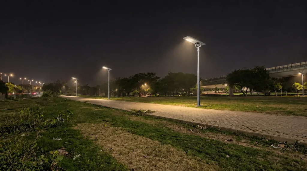 Project for 150 Solar Lights in a Newly Built Municipal Park in India (4) Project for 150 Solar Lights in a Newly Built Municipal Park in India 4